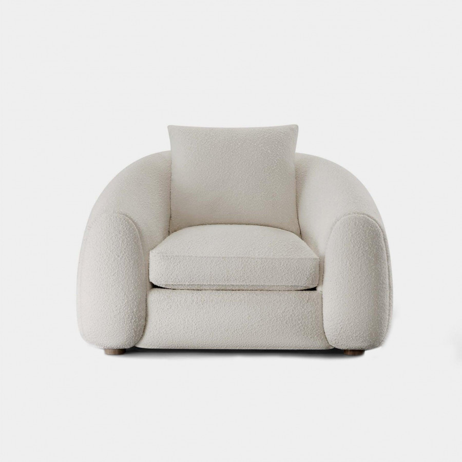 Harbour Gabriel Lounge Chair - Oak Brown, Harbour Belgian Linen Smoke