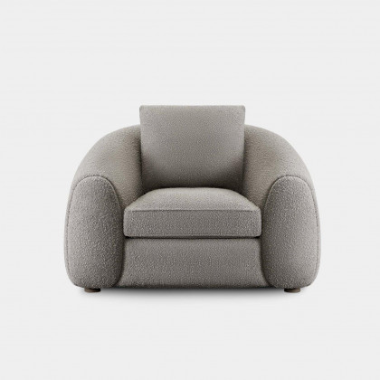 Harbour Gabriel Lounge Chair - Oak Brown, Harbour Belgian Linen Smoke