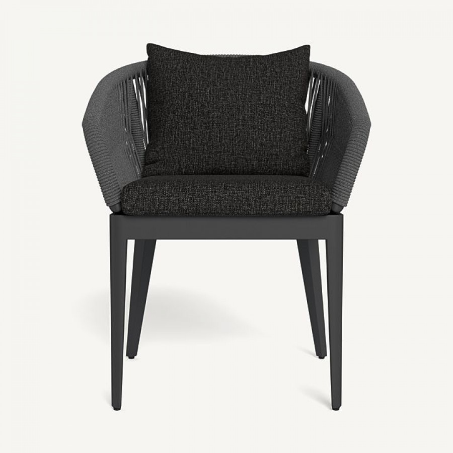 Harbour Hamilton Dining Chair - Aluminum Asteroid / Copacabana Midnight / Rope Dark Gray