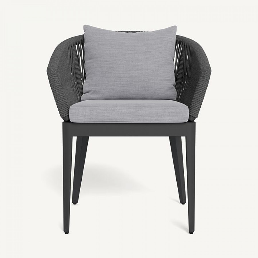 Harbour Hamilton Dining Chair - Aluminum Asteroid / Panama Cloud / Rope Dark Gray