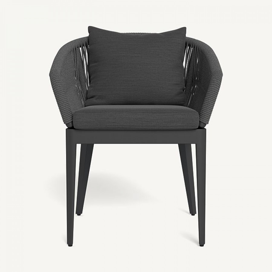 Harbour Hamilton Dining Chair - Aluminum Asteroid / Panama Grafito / Rope Dark Gray