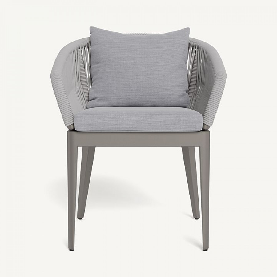 Harbour Hamilton Dining Chair - Aluminum Taupe / Panama Cloud / Rope Light Gray
