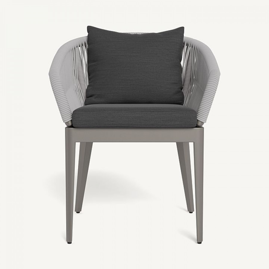 Harbour Hamilton Dining Chair - Aluminum Taupe / Panama Grafito / Rope Light Gray