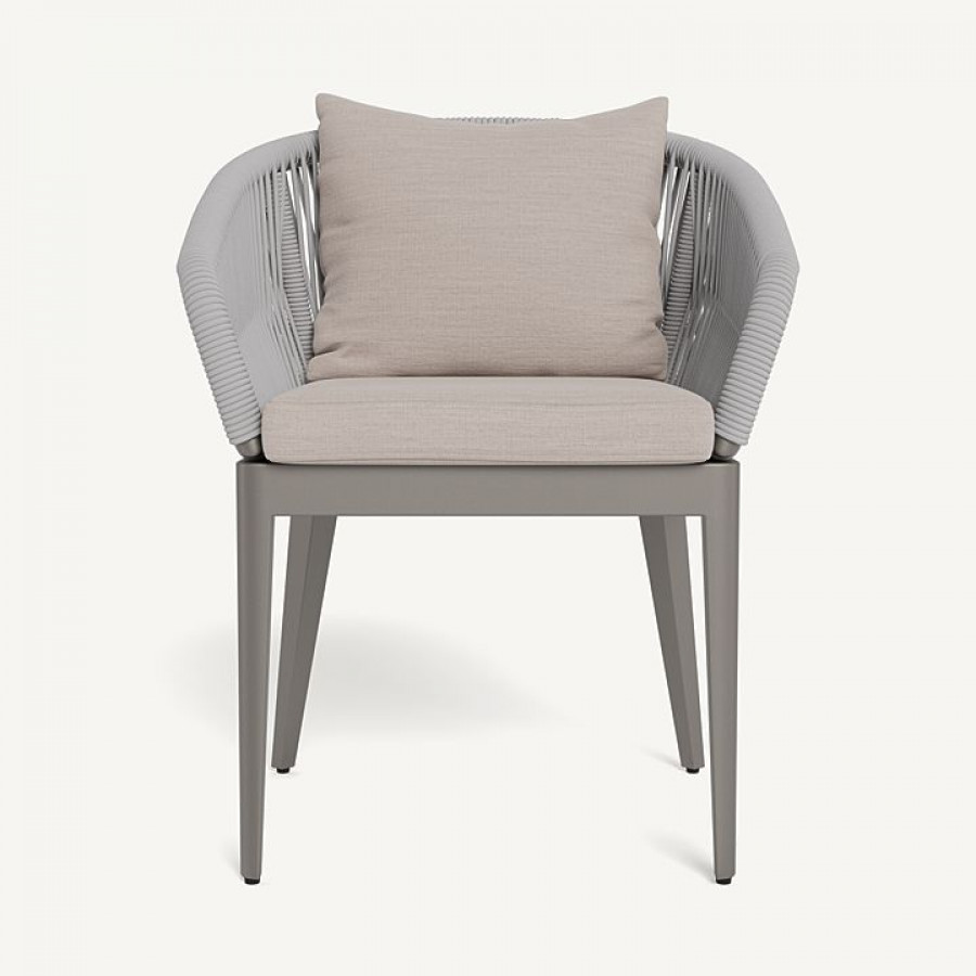 Harbour Hamilton Dining Chair - Aluminum Taupe / Panama Marble / Rope Light Gray