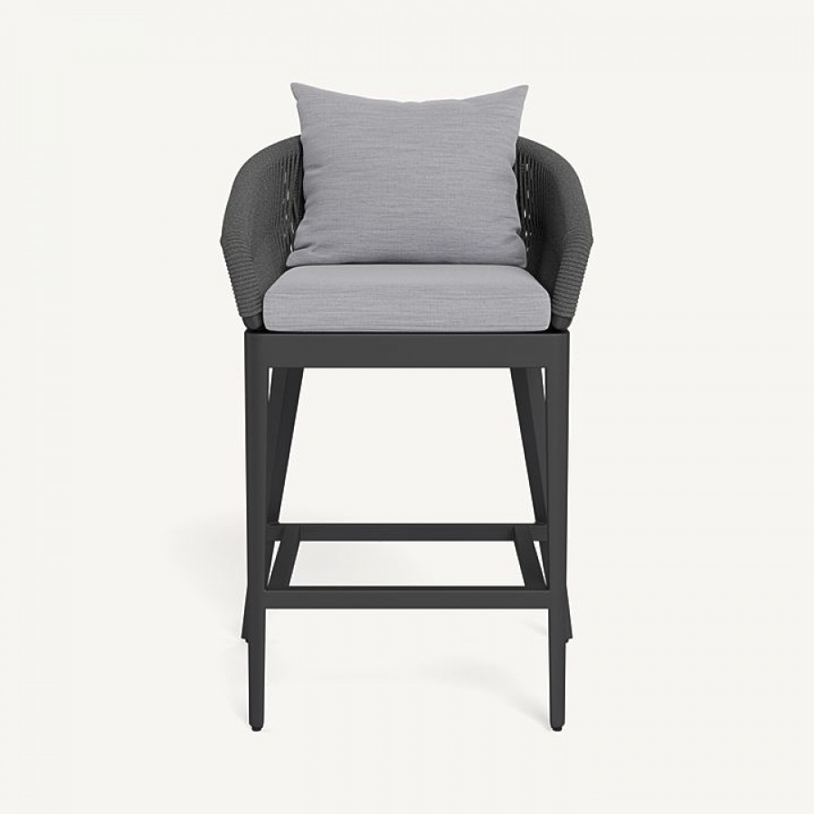 Harbour Hamilton Counter Stool - Aluminum Asteroid / Panama Cloud / Rope Dark Gray