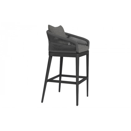 Harbour Hamilton Bar Stool - Aluminum Asteroid, Panama Blanco