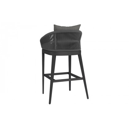Harbour Hamilton Bar Stool - Aluminum Asteroid, Panama Blanco