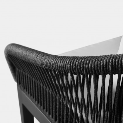 Harbour Hamilton Bar Stool - Aluminum Asteroid, Siesta Indigo, Rope Dark Gray