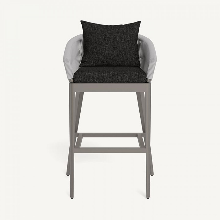 Harbour Hamilton Bar Stool - Aluminum Taupe / Copacabana Midnight / Rope Light Gray