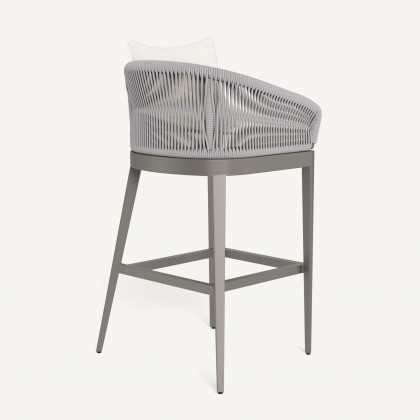 Harbour Hamilton Bar Stool - Aluminum Taupe / Panama Blanco / Rope Light Gray
