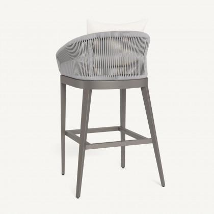 Harbour Hamilton Bar Stool - Aluminum Taupe / Panama Blanco / Rope Light Gray