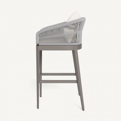 Harbour Hamilton Bar Stool - Aluminum Taupe / Panama Blanco / Rope Light Gray