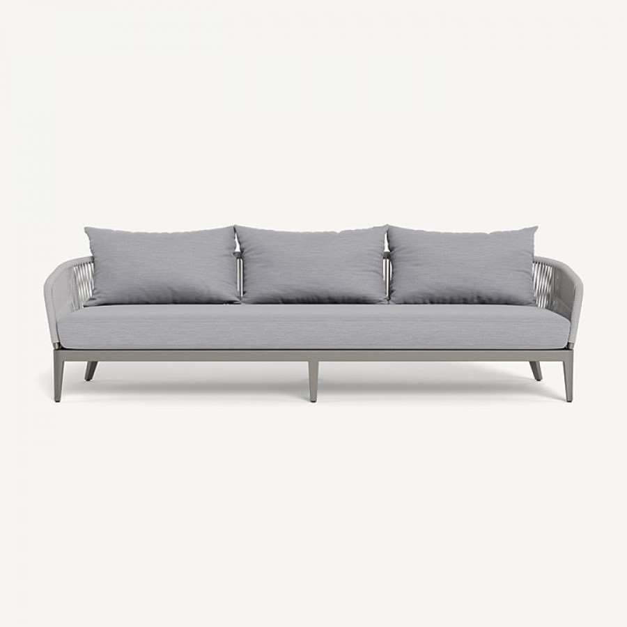 Harbour Hamilton 3 Seat Sofa - Aluminum Taupe / Panama Cloud / Rope Light Gray