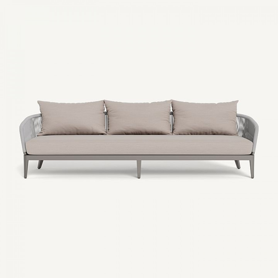 Harbour Hamilton 3 Seat Sofa - Aluminum Taupe / Panama Marble / Rope Light Gray