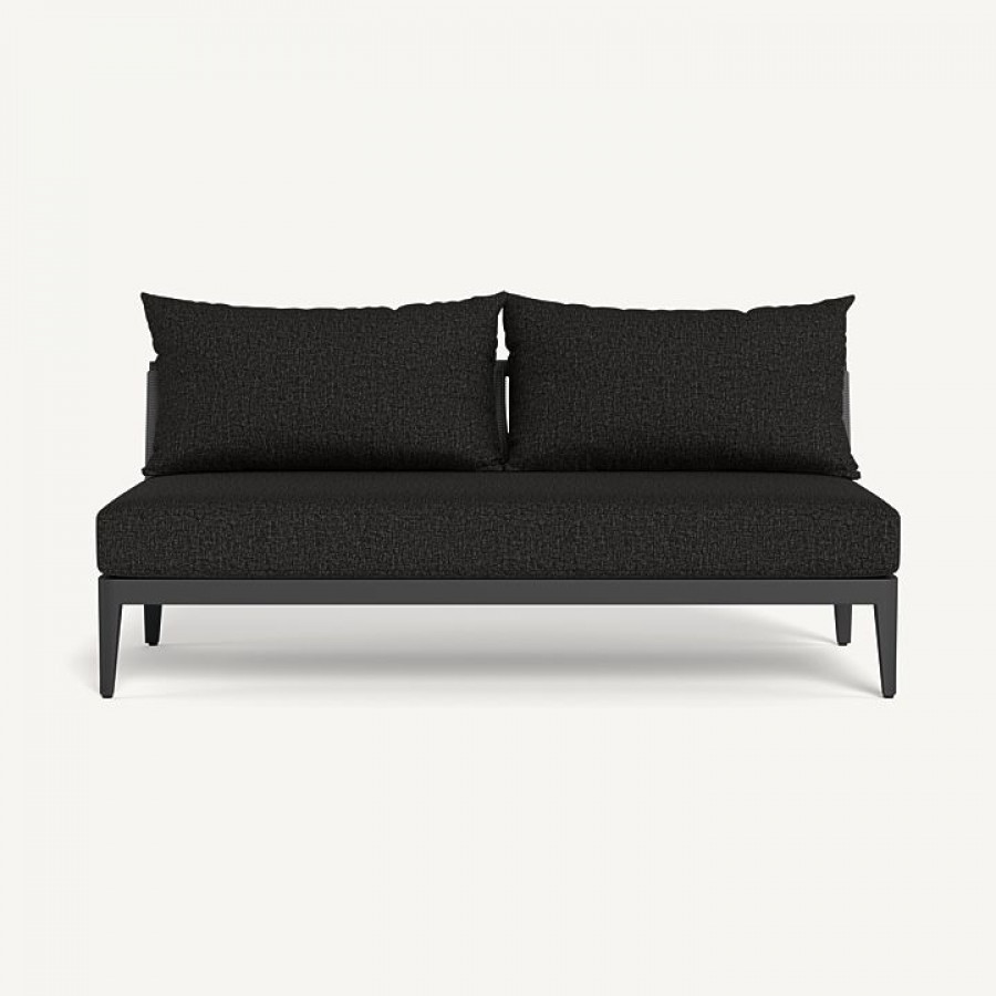 Harbour Hamilton 2 Seat Armless Sofa - Aluminum Asteroid / Copacabana Midnight / Rope Dark Gray