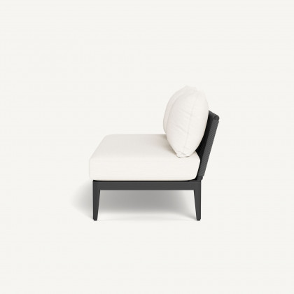 Harbour Hamilton 2 Seat Armless Sofa - Aluminum Asteroid / Panama Blanco / Rope Dark Gray