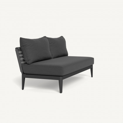 Harbour Hamilton 2 Seat Armless Sofa - Aluminum Asteroid, Panama Grafito, Rope Dark Gray
