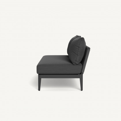 Harbour Hamilton 2 Seat Armless Sofa - Aluminum Asteroid / Panama Grafito / Rope Dark Gray