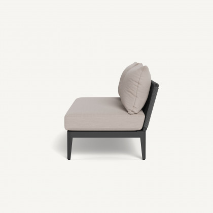 Harbour Hamilton 2 Seat Armless Sofa - Aluminum Asteroid / Panama Marble / Rope Dark Gray
