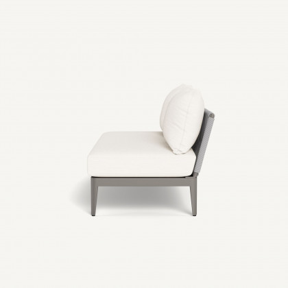 Harbour Hamilton 2 Seat Armless Sofa - Aluminum Taupe / Panama Blanco / Rope Light Gray