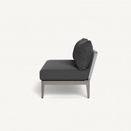 Harbour Hamilton 2 Seat Armless Sofa - Aluminum Taupe / Panama Grafito / Rope Light Gray