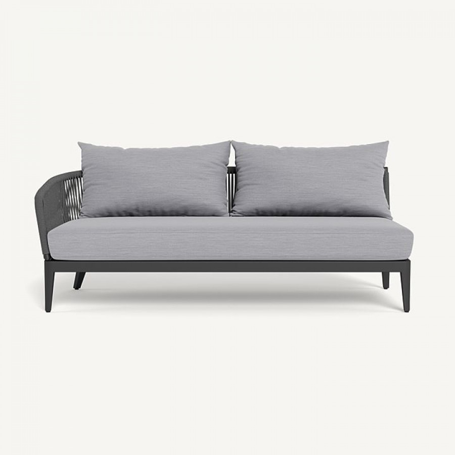 Harbour Hamilton 2 Seat 1 Arm Left - Aluminum Asteroid / Panama Cloud / Rope Dark Gray