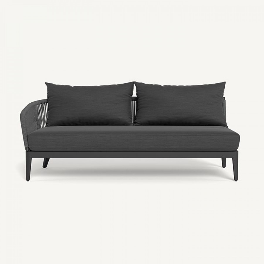 Harbour Hamilton 2 Seat 1 Arm Left - Aluminum Asteroid / Panama Grafito / Rope Dark Gray