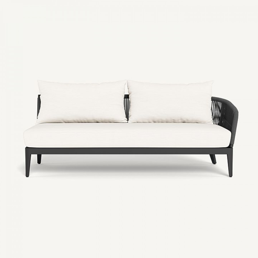 Harbour Hamilton 2 Seat 1 Arm Right - Aluminum Asteroid / Panama Blanco / Rope Dark Gray