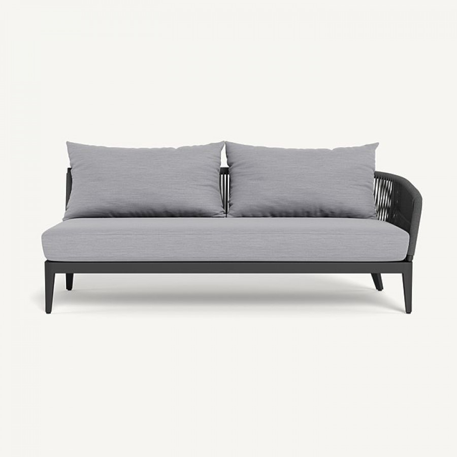 Harbour Hamilton 2 Seat 1 Arm Right - Aluminum Asteroid / Panama Cloud / Rope Dark Gray