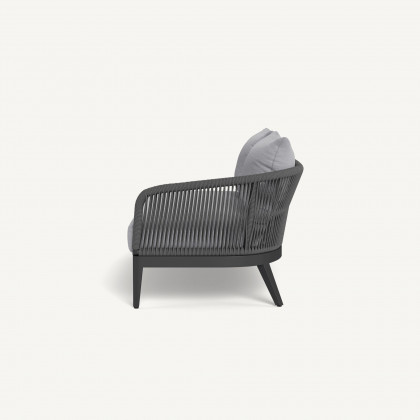 Harbour Hamilton 2 Seat 1 Arm Right - Aluminum Asteroid / Panama Cloud / Rope Dark Gray