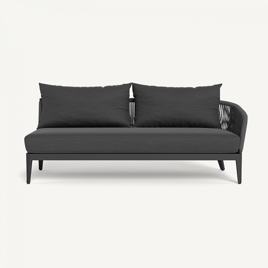 Harbour Hamilton 2 Seat 1 Arm Right - Aluminum Asteroid / Panama Grafito / Rope Dark Gray