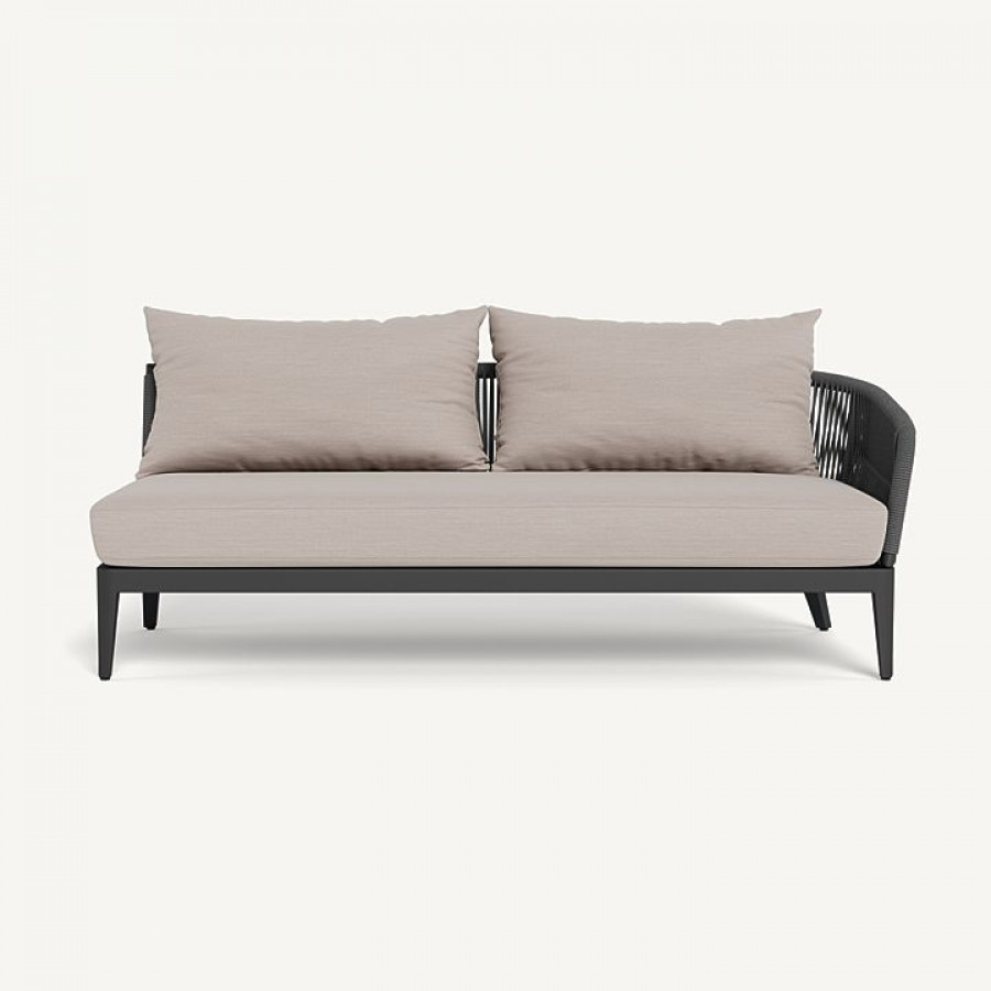 Harbour Hamilton 2 Seat 1 Arm Right - Aluminum Asteroid / Panama Marble / Rope Dark Gray