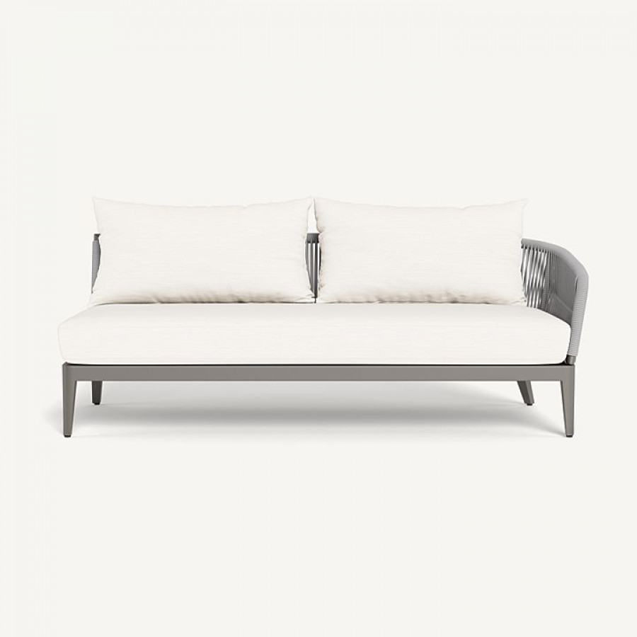 Harbour Hamilton 2 Seat 1 Arm Right - Aluminum Taupe / Panama Blanco / Rope Light Gray