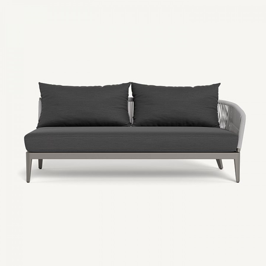 Harbour Hamilton 2 Seat 1 Arm Right - Aluminum Taupe / Panama Grafito / Rope Light Gray