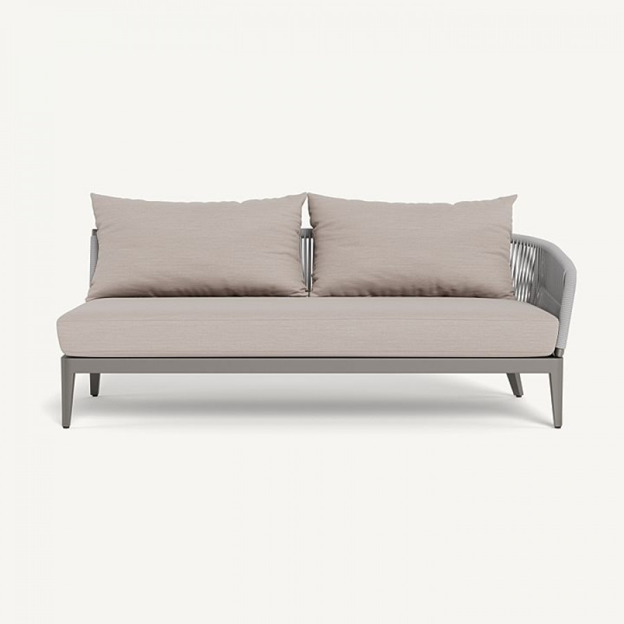 Harbour Hamilton 2 Seat 1 Arm Right - Aluminum Taupe / Panama Marble / Rope Light Gray