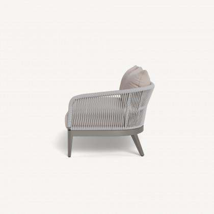 Harbour Hamilton 2 Seat 1 Arm Right - Aluminum Taupe / Panama Marble / Rope Light Gray