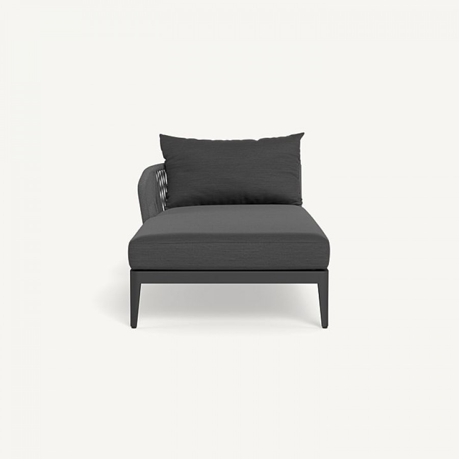 Harbour Hamilton Chaise Left - Aluminum Asteroid / Panama Grafito / Rope Dark Gray