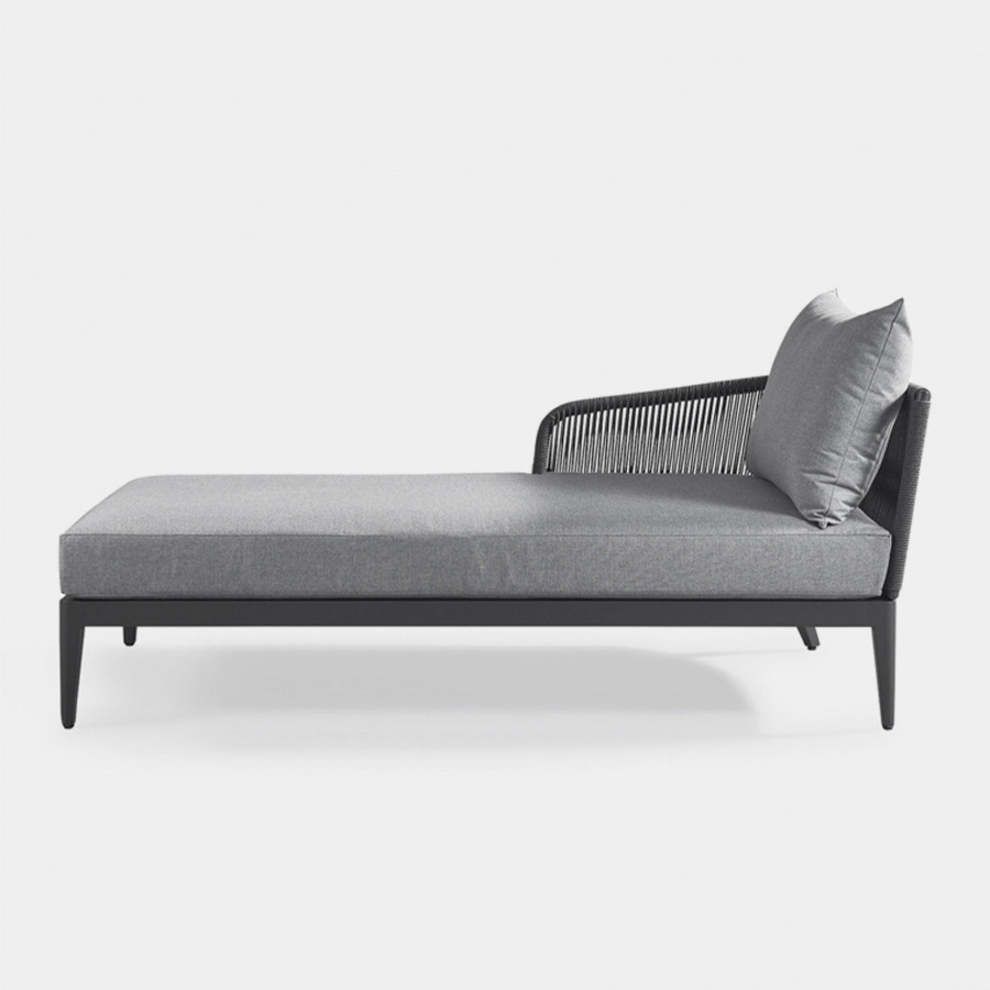 Harbour Hamilton Chaise Left - Aluminum Asteroid, Siesta Indigo, Rope Dark Gray