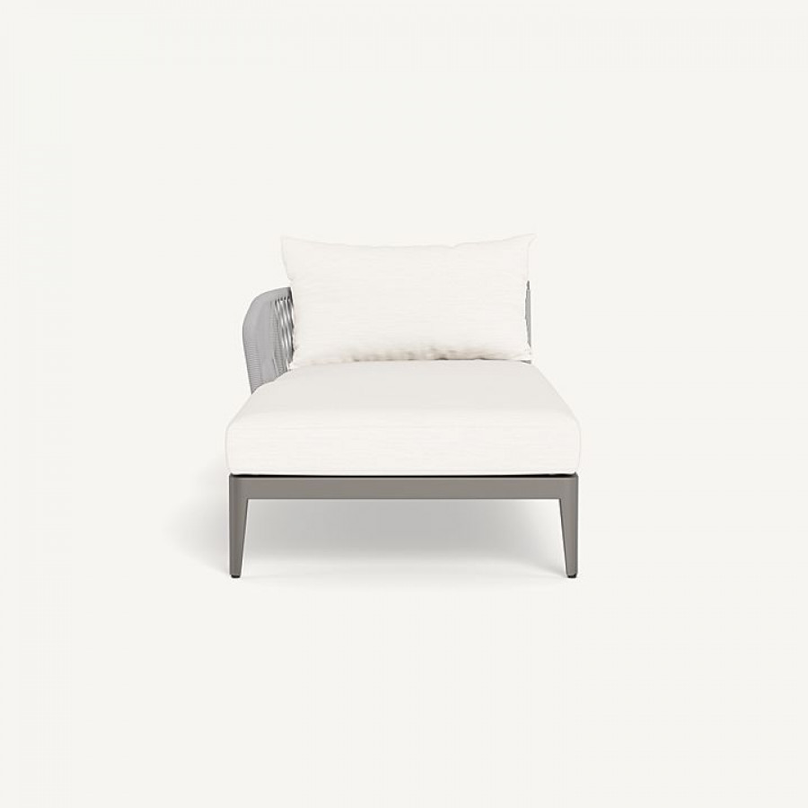 Harbour Hamilton Chaise Left - Aluminum Taupe / Panama Blanco / Rope Light Gray