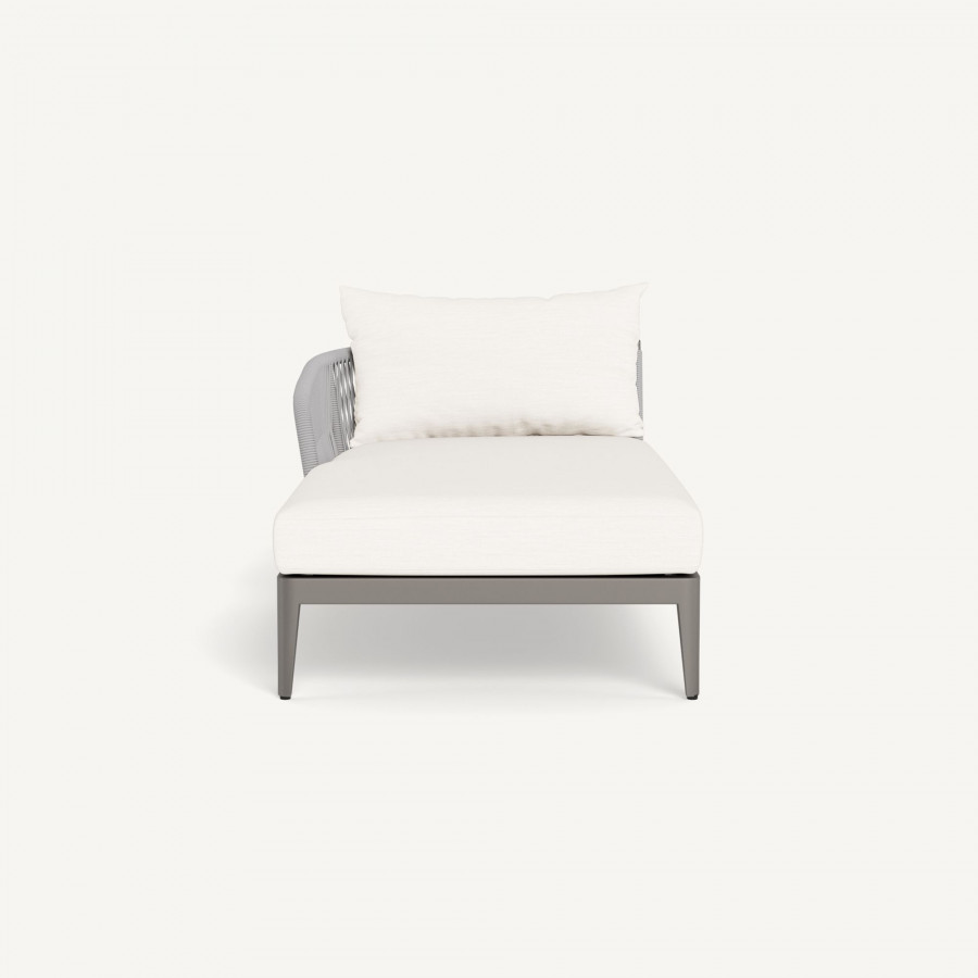 Harbour Hamilton Chaise Left - Aluminum Taupe, Panama Blanco
