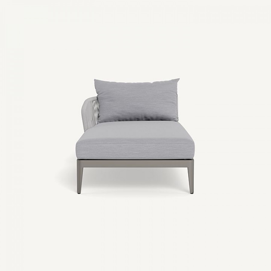 Harbour Hamilton Chaise Left - Aluminum Taupe / Panama Cloud / Rope Light Gray