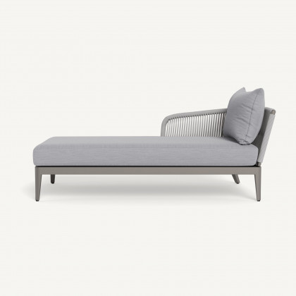 Harbour Hamilton Chaise Left - Aluminum Taupe, Panama Cloud