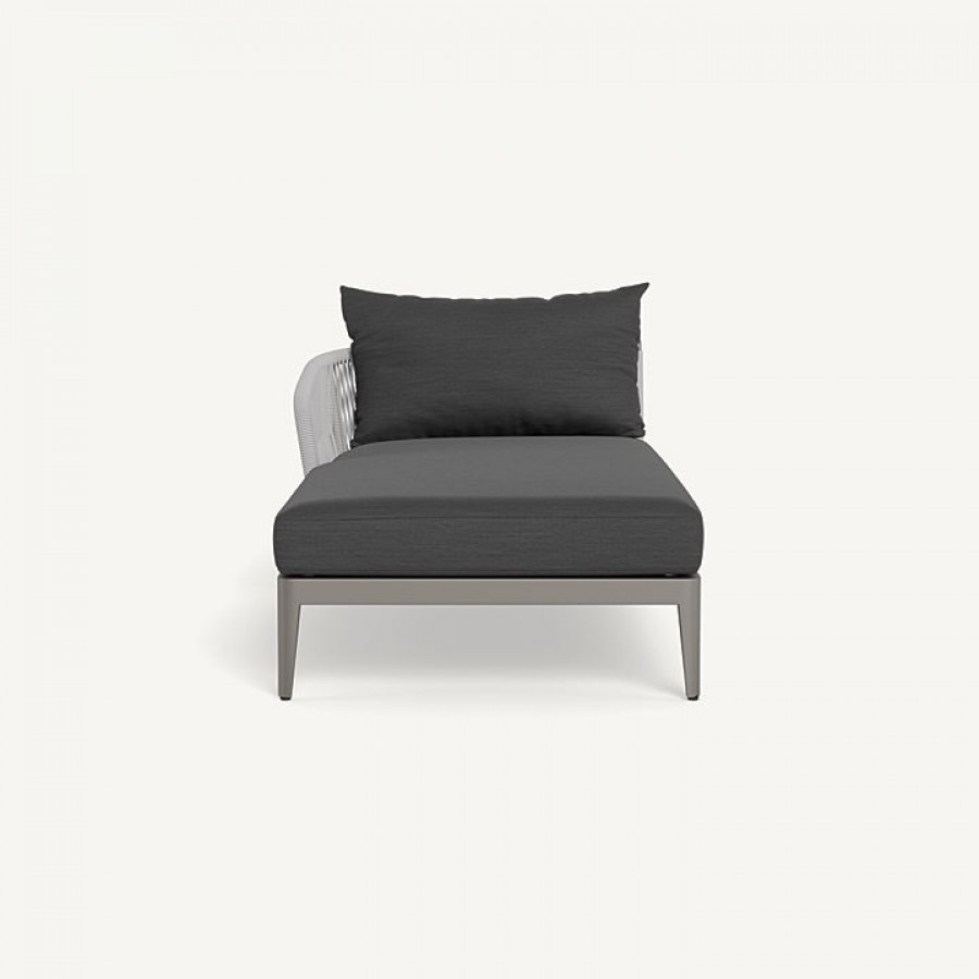 Harbour Hamilton Chaise Left - Aluminum Taupe / Panama Grafito / Rope Light Gray