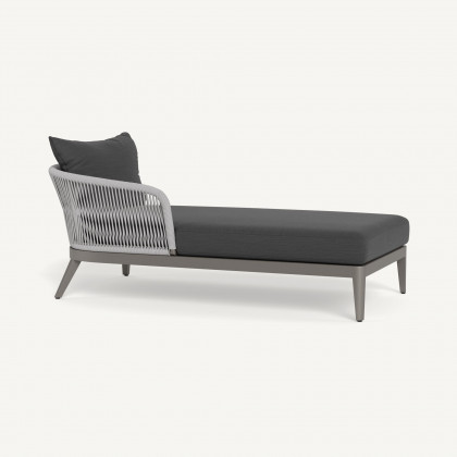Harbour Hamilton Chaise Left - Aluminum Taupe / Panama Grafito / Rope Light Gray