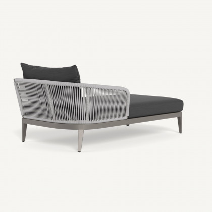Harbour Hamilton Chaise Left - Aluminum Taupe / Panama Grafito / Rope Light Gray