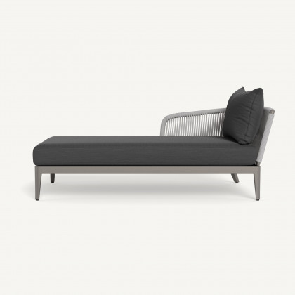 Harbour Hamilton Chaise Left - Aluminum Taupe / Panama Grafito / Rope Light Gray