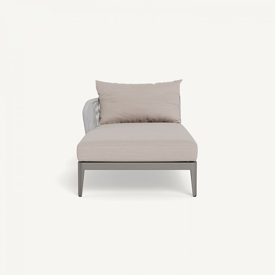 Harbour Hamilton Chaise Left - Aluminum Taupe / Panama Marble / Rope Light Gray