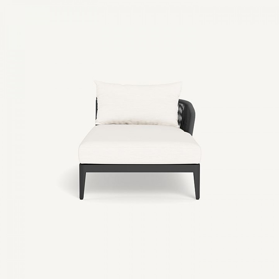 Harbour Hamilton Chaise Right - Aluminum Asteroid / Panama Blanco / Rope Dark Gray