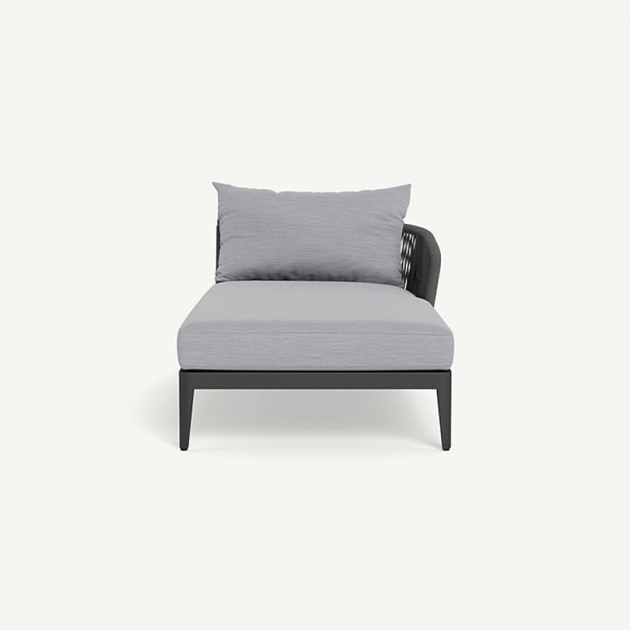 Harbour Hamilton Chaise Right - Aluminum Asteroid / Panama Cloud / Rope Dark Gray