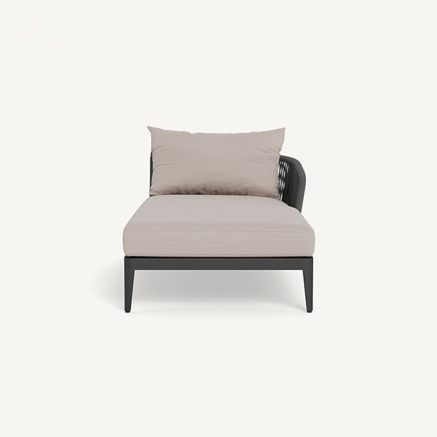 Harbour Hamilton Chaise Right - Aluminum Asteroid / Panama Marble / Rope Dark Gray